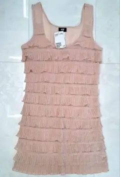 新品　H&M エイチアンドエム　フリル ノースリーブチュニック　ミニワンピ