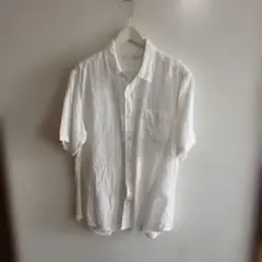 ホワイト 半袖シャツ M 100%リネン　無印良品