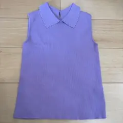 クィーンズコート ノースリーブ パール襟
