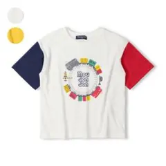 moujonjon 電車アップリケ付半袖Tシャツ　m36896のサムネイル