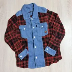 ヒステリックミニ デニム チェック柄 ローリング ワイシャツ