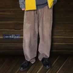 90s カルバンクライン コーデュロイパンツ ツータック ワイド ブラウン 古着