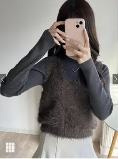 前後2Wayフェザーニットベスト［Kz642］ チャコール