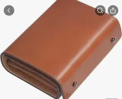 천연 가죽 접이식 지갑 브라운