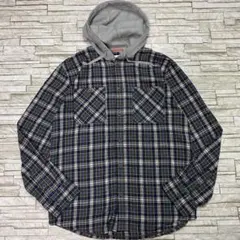 ひ*ん様 USA古着 フランネルシャツ フード付き 2ポケット ネイビーブラウン