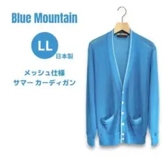 レトロなシガーポケットカーディガン 70s80s90sブルーシアーニットメッシュ