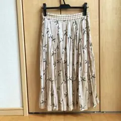 未使用品　花柄・チェック柄リバーシブルプリーツスカート