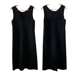 ユニクロ ブラッシュドジャージージャンパースカート S ブラック Vネック