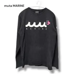 muta MARINE 長袖Tシャツ 立体刺繍ロゴ 星条旗ワッペン ブラック L