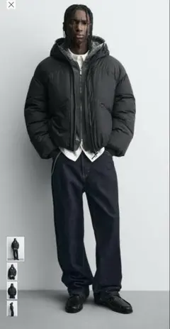 撥水加工テクニカルジャケット　パファージャケット　ダウンジャケット　L ブラック