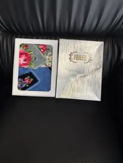 新品未使用 FEILER ハンカチ2枚セット ブルー&グレー 25センチ