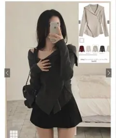 GRL ks205 2wayアシンメトリーリブニットトップス