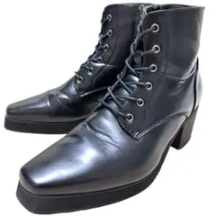 【ほぼ新品】◾️CLEL クレイル◾️ヒールブーツ◾️サイドジップ◾️レザー◾️ブラック CLEL】High Sole Design Heel Boots/ハイソール デザイン ヒール