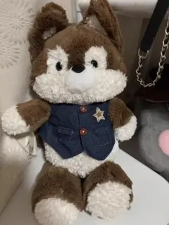 犬のぬいぐるみ デニムベスト付き