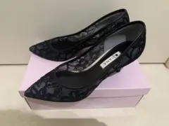 ダイアナ レース　パンプス　ネイビー　紺　24センチ