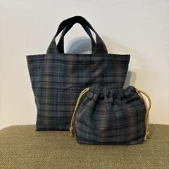 チェックミニトート