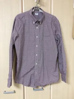 Uniqlo ブロードシャツ　チェック　ボタンダウン　赤
