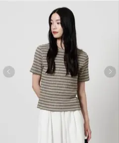 BEAUTY&YOUTH シャーリング ボーダー Tシャツ BRW/Fのサムネイル