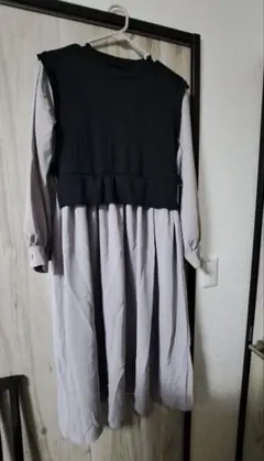 黒・グレー シャツワンピース 長袖