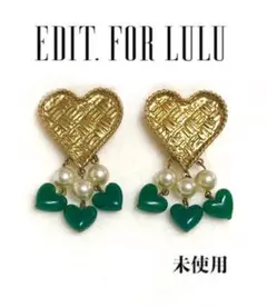 未使用エディットフォールルハートイヤリングゴールドパールビーズビジューチャンキー