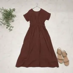 KBF インド綿　2WAYカシュクールワンピース　ロング　ブラウン　F