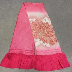 花柄　絞り　帯揚げ ピンク