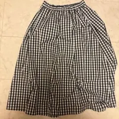 ギンガムチェック フレアスカート ネイビー