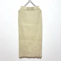 ナノユニバース リブニット タイトスカート ロングスカート 36 クリーム