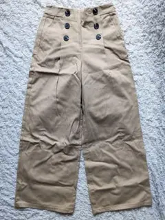 GU ジーユー●ベージュワイドパンツ マリンパンツ バギーパンツ S