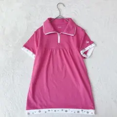 カッパ| 半袖カットソー【M】スキッパー　ゴルフウェア　ロゴ　ストレッチ　ピンク