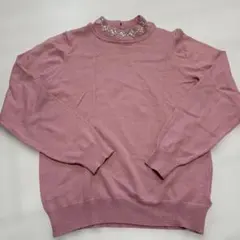 earth music&ecology ビジュー付きピンク長袖　S