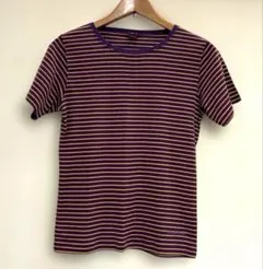 mont-bell ウィックロン ボーダーTシャツ Lサイズ　パープル×オレンジのサムネイル