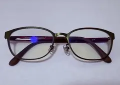 Zoffメガネ グリーン　度付き　ブルーライトカットレンズ