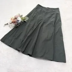 【ユニクロ】コットンツイルフレアスカート ダークグリーン ウエスト67cm M
