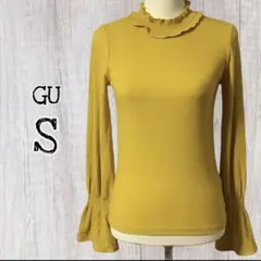 GU トップス フリルネック＆袖 長袖カットソー Sサイズ/ USED