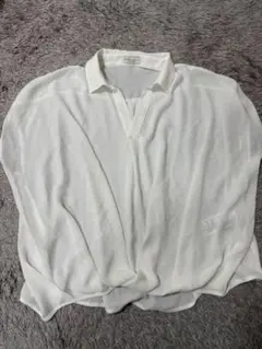 ホワイト 襟付きシャツ 半袖