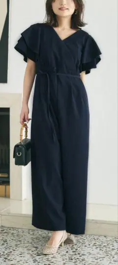 COHINA ラッフルスリーブオールインワン　short丈
