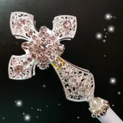 カスタムボールペン　豪華　シルバークロス　クリア　ファンシービーズ✨