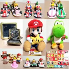 スーパーマリオ　45個　特大ぬいぐるみマリオヨッシー　25周年缶バッチ 懐中時計