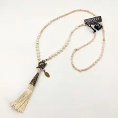 新品/未使用 イタリア製 ２種類の淡水パールを使ったマンテル留め具 ネックレス