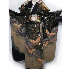 振袖単品167.5cm◇正絹ダークブラウンこげ茶系成人式IF29 - メルカリ