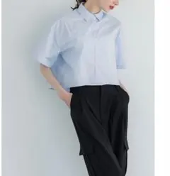 coca クロップドシャツ　 L サイズ　ブルーのサムネイル