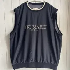 【夏物セール】 トラサルディ メンズゴルフ ベスト ブラック 48 Mサイズ