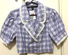 H&M♡ショート丈 チェック柄レース付トップス