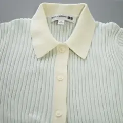 UNIQLO×INES リブポロカーディガン XLサイズ 半袖 ブルー イネス