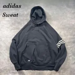 adidas 古着Y2K スウェットパーカー　黒フェードワイドXL U96