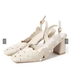 花柄カッティングスクエアトゥレザーパンプス[gd1435]