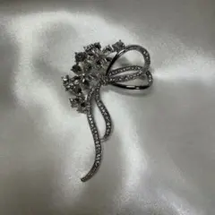 リボン フラワー ブローチ ラインストーン フォーマル 入学式 卒業式 結婚式