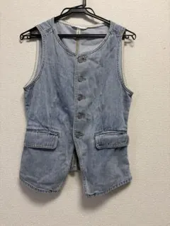 H&M デニムベスト ジレ 前開き ライトブルー S