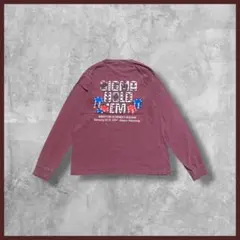 US古着 COMFORT COLORS 両面プリント ロンT 長袖 ボルドー M